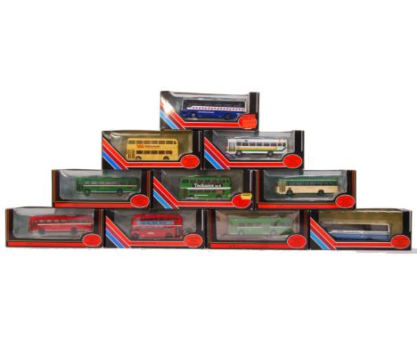 A collection of 10x assorted EFE Exclusive First Editions diecast model 1:76 scale buses. All appear mint, within the origina