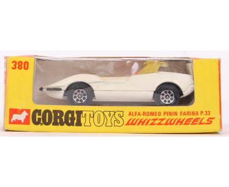 An original vintage Corgi Toys diecast model Whizzwheels No. 380 Alfa Romeo Pininfarina P.33. Model appears mint and unused, 