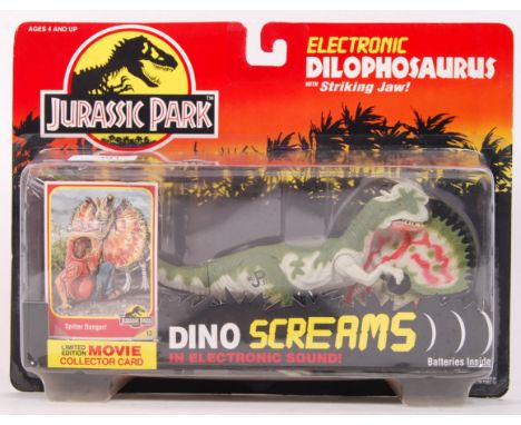 An original 1990's Kenner made Jurassic Park action figure set ' Electronic Dilophosaurus '. Appears mint and unopened, on th