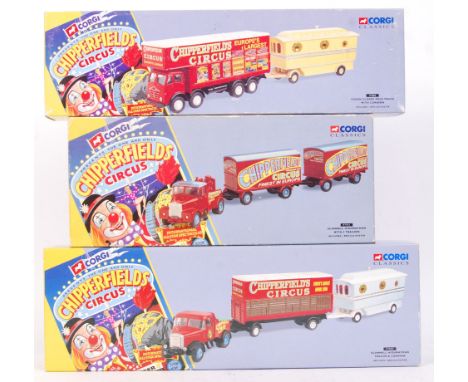 A collection of 3x Corgi Chipperfields Circus diecast model sets. Comprising of; 97888,97885 and 97915. All complete, with ce