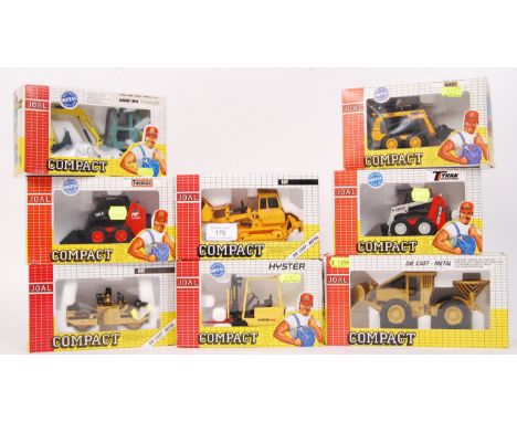 A collection of 8x assorted scale Joal Compact construction related diecast models. All appear mint, within their original di