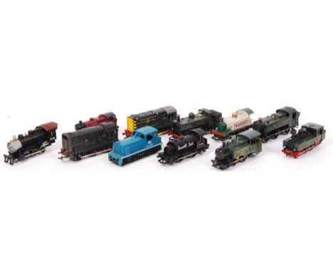 A collection of 11x 00 gauge railway trainset locomotives. To include; Lima D2785, Hornby Battle Zone, Hornby 2783, Smokey Jo