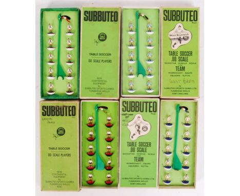 A collection of 4x original vintage Subbuteo football teams to include box numbers; (79) West Ham, (3) West Brom, (7) Crystal