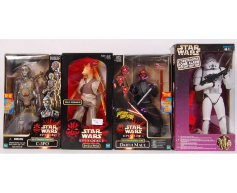 A collection of 4x Star Wars 12" scale action figures - all boxed. Comprising of; 3x Hasbro figures (Jar Jar Binks, C-3PO, an