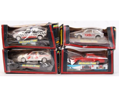 A collection of 4x vintage 1/32 scale Scalextric plastic racing slot cars to include; C.456 Ford Cosworth, C.460 STP Escort X