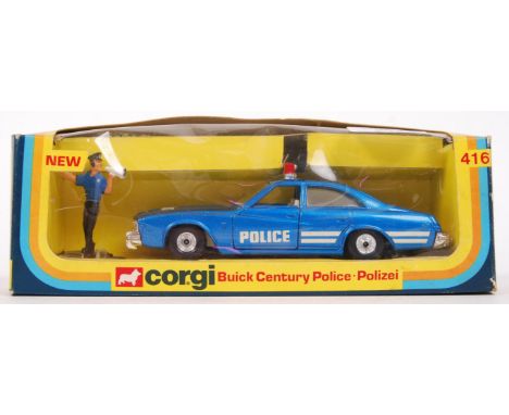 An original vintage Corgi diecast model No. 416 Buick Century Police car. Appears mint, complete with figure, within the orig