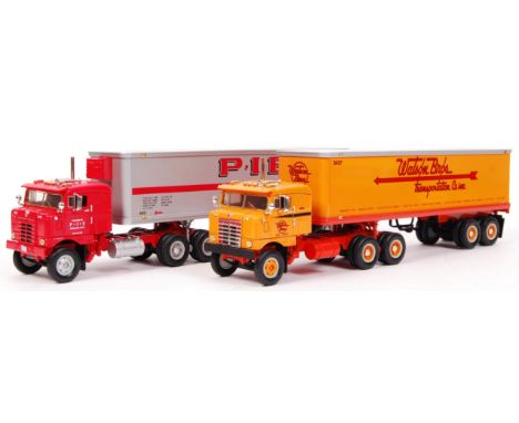 Two American made First Gear 1:34 scale precision diecast model lorries / Kenworth trucks. Both haulage related - Watson Brot