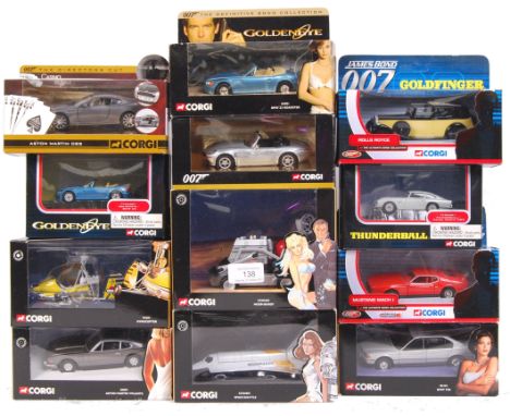 A collection of 12x Corgi James Bond 007 diecast model cars and related vehicles. Each mint and unused, within the original b