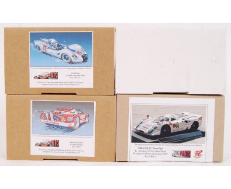 A collection of 4x 1/32 scale Proto Slot plastic slot car kits to include; CB010-P F500 F1, CB051 Porsche 917 Team Piper, CB0