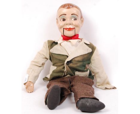 A vintage early c1950's Archie Andrews ventriloquist dummy / doll. No makers name present. Composition head, with string oper