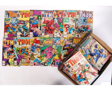 A large collection of assorted vintage 1980's Marvel comics. All appear Avengers / Thor related, to include; The Avengers, Mi