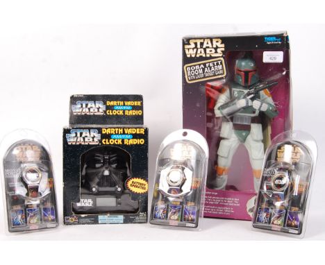 A collection of Star Wars toys, comprising of; a Tiger Electronics made Boba Fett Room Alarm figure (box opened but figure ap