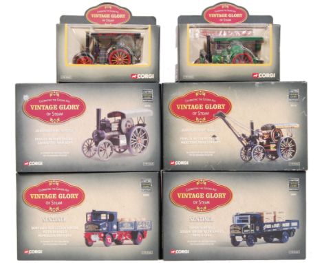 A collection of 6x 1:50 scale Corgi diecast model Vintage Glory Of Steam sets. Comprising of; 80302, 80112, 80001, 80006, 801