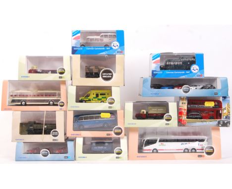 A collection of 14x assorted Oxford Diecast 1:76 scale 00 gauge diecast models - various series, to include; Military, Commer