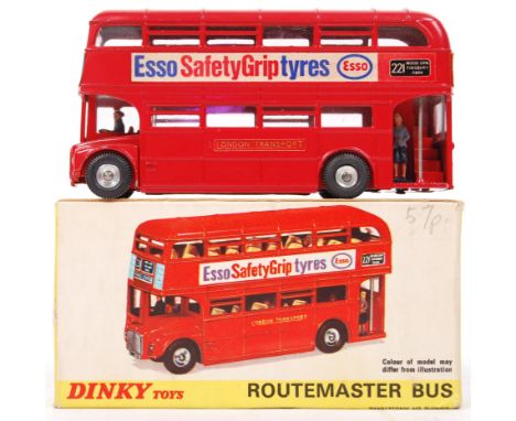 An original vintage Dinky Toys diecast model No. 289 Routemaster Bus. With Esso Safety Grip Tyres livery. Remarkable very nea