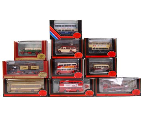 A collection of 10x assorted EFE Exclusive First Edition 1:76 scale diecast model buses, haulers and coaches. All appear mint