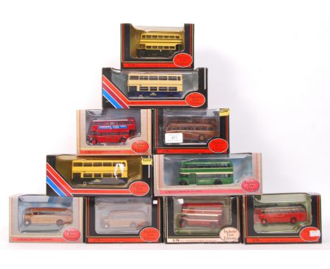 A collection of 10x EFE Exclusive First Edition 1:76 scale diecast model buses. All appear unused, within the original boxes.