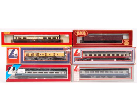 A collection of 6x assorted 00 gauge railway trainset rolling stock / carriages. All boxed. To include; Lima: 305362, &nbsp;3