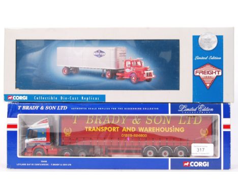 Two Corgi 1:50 scale diecast model haulers. Comprising of; 75408 Limited Edition T. Brady &amp; Son, and 50704 Mason Dixon Lo