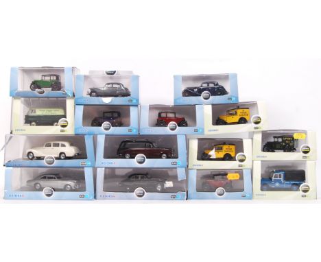 A collection of 15x Oxford Diecast 1:43 scale precision diecast model vehicles. All vehicles appear mint, within the original