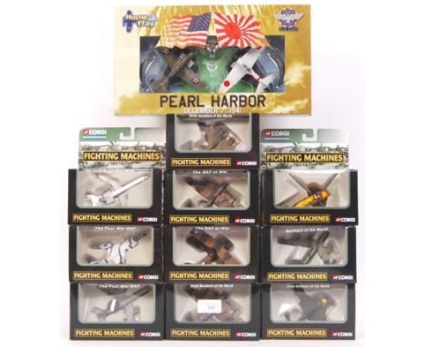 A collection of 10x Corgi diecast model ' Fighting Machines ' aeroplanes. All appear mint, within the original boxes. Along w