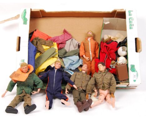 A collection of 5x original vintage Palitoy made Action Man figures / dolls. All with clothing. To include a vinyl head varia