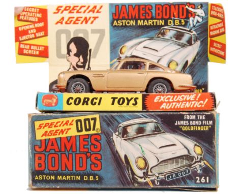 An original vintage Corgi Toys diecast model No. 261 James Bond 007 ' Aston Martin DB5 .' Gold variation. The model appearing