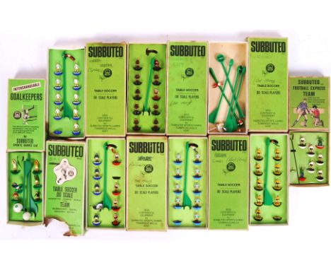 A collection of 8x original vintage Subbuteo football teams to include box numbers; 31, Spurs, Coventry City, Wolves &amp; ot