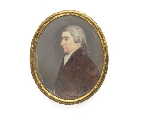 English School, circa 1790-1800 A portrait miniature of Sir John Eden, 4th Baronet (1740-1812), in semi-profile, facing left,