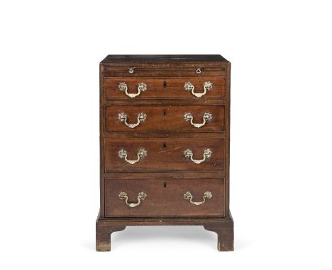 A small mahogany caddy top chest George III, later and adapted With a brushing slide above four graduating drawers, 53cm wide