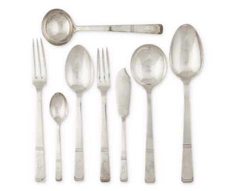 A part-set of matched silver flatwareWalker & Hall, Sheffield 1935, 1936, 1937, 1962, 1963 Each with flat stem handles and cu