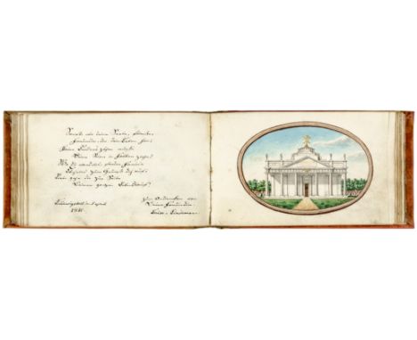 Liber amicorum - - Der Freundschaft gewidmet von C.F. Sander. Freundschaftsalbum mit 5 Aquarellen, 4 Bleistift- bzw. Tuschzei