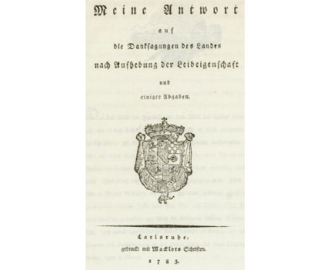 Wirtschaftswissenschaft - - Carl Friedrich, Markgraf zu Baden. Meine Antwort auf die Danksagungen des Landes nach Aufhebung d