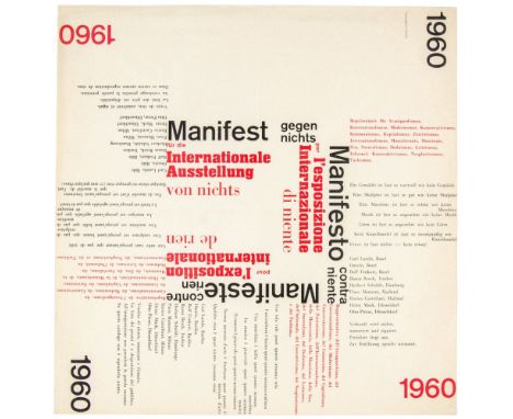 Laszlo, Carl. Manifest gegen nichts für die Internationale Ausstellung von nichts. - Manifesto contra niente per l'esposizion