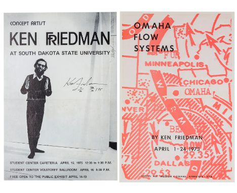 Friedman, Ken. Sammlung von 19 (1 signierten) seltenen Plakaten zu Ausstellungen, Workshops, Editionen etc. 1973-1982. 35,5 x