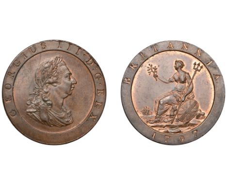 George III (1760-1820), Pre-1816 issues, Penny, 1797, draped bust right, k · : on shoulder, large letters, rev. Britannia sea