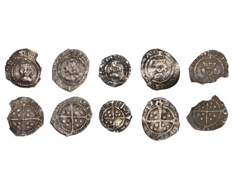 Henry VIII, First coinage, Halfpence (5), mm. castle on obv. only, 0.26g/11h, mm. portcullis  on obv. only (4), 0.37g/11h, 0.