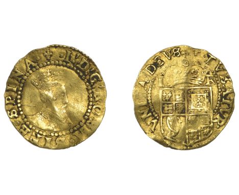 James I (1603-1625), Second coinage, Gold Halfcrown, mm. lis, first bust, 1.25g/12h (SCBI Schneider 66; N 2093; S 2629). Crea