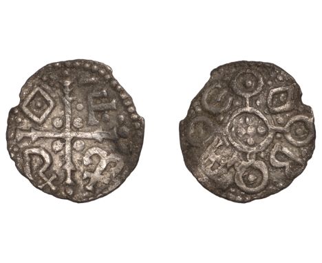 Kings of Mercia, Offa, Penny, Early Light coinage, Canterbury, Eoba, o-f-r-m in angles of cross pattée with chevron overlaid 