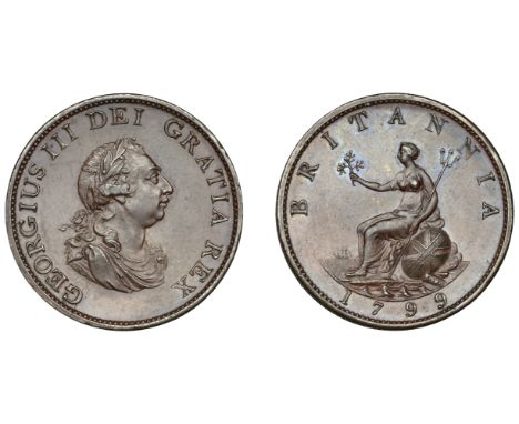 George III (1760-1820), Pre-1816 issues, Halfpenny, 1799 (late Soho), pattern in bronzed-copper, by C.H. Küchler, laureate bu
