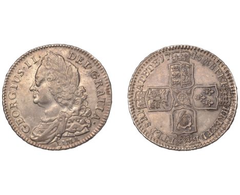 George II (1727-1760), Halfcrown, 1745 lima, edge decimo nono (ESC 1687; S 3695). Nearly extremely fine £240-£300