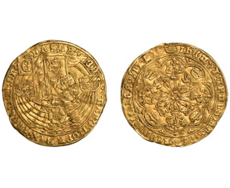 Edward IV (First reign, 1461-1470), Light coinage, Ryal, Gorinchem, Gp. II, class 2, mm. crown on rev. only, trefoil stops, f