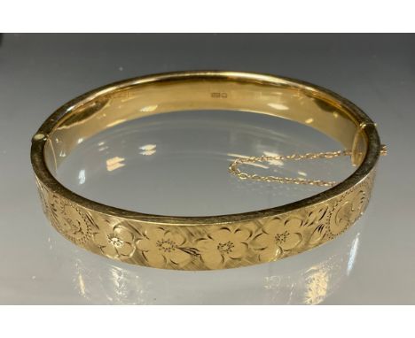 A 9ct gold hinge bangle, 14.6g 