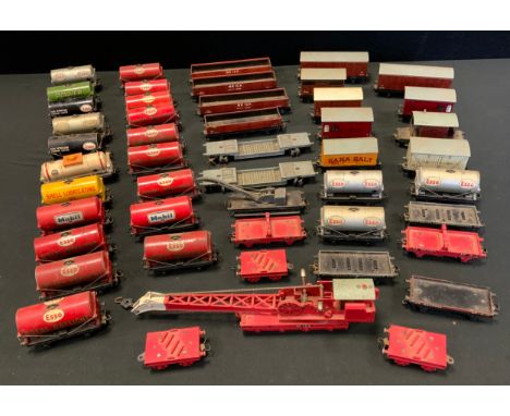 Toys - Hornby Dublo OO Gauge, rolling stock, inc rolling crane, petrol tankers, Power Petrol, Esso, Mobil, Royal Daylight, IC