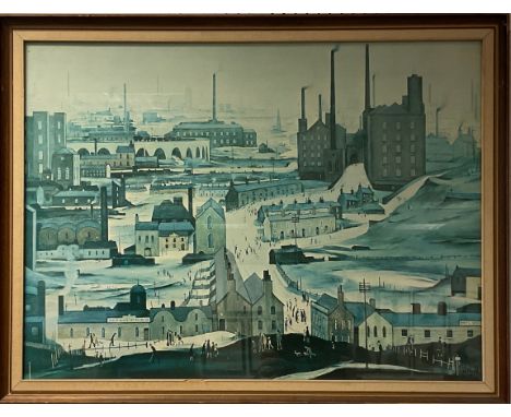 Pictures and prints - L. S. Lowry, after, Industrial Landscape, lithograph, 55cm x 73cm;  Frank McCarthy, ‘After the council’