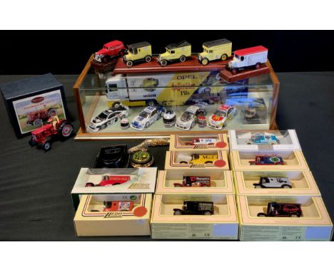 Toys - Minichamps, Opel Team Rosberg Racing articulated lorry and racing cars inc Opel Calibra V6,  Renault wagon, drivers he