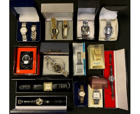 Watches - a pair of gentleman's and Lady's dress wristwatches, marked Philip Mercer,  others Medici Gold, Citizen quartz chro