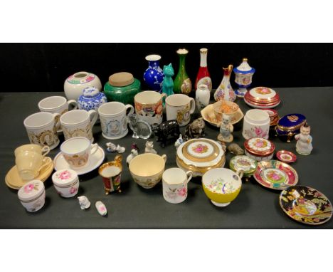Ceramics - Royal Worcester 'Marissa' pattern trinkets including lidded pot, Beatrix Potter 'Tabitha Twitchett', two Aynsley t