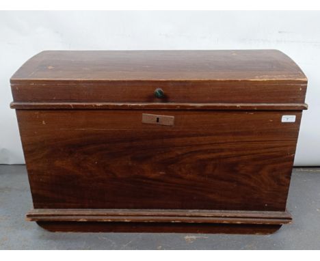 A Victorian stained pine dome topped trunk, 87 cm wideVarious surface losses, loss to the base