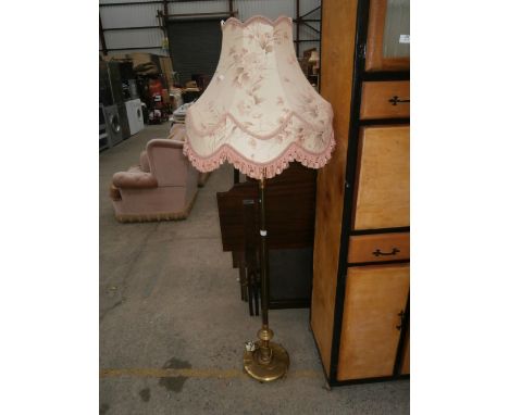 Brass Column Standard Lamp and Shade